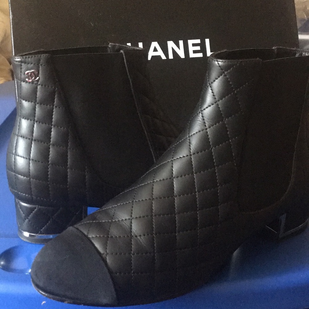 Chanel black ankle boots
